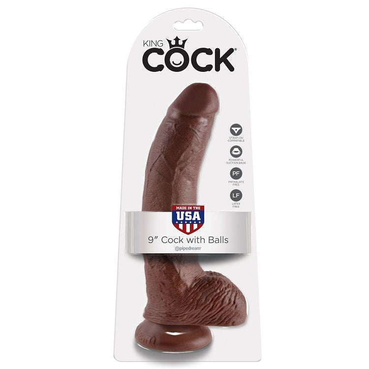KONGE PIK - 9 DILDOER BRUN MED NØGLER 22,9 CM