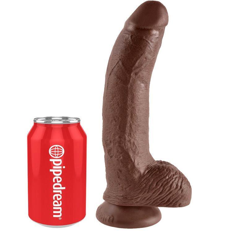 KONGE PIK - 9 DILDOER BRUN MED NØGLER 22,9 CM