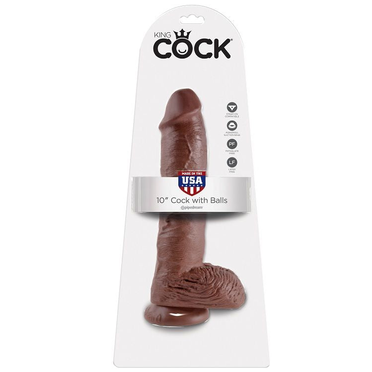 KONGE PIK - 10 DILDOER BRUN MED NØGLER 25,4 CM