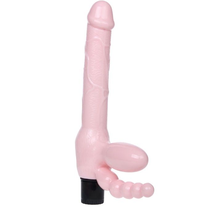 BAILE - TPR REBLØS SELE MED VIBRATION OG ANAL STIMULERING 25,4 CM