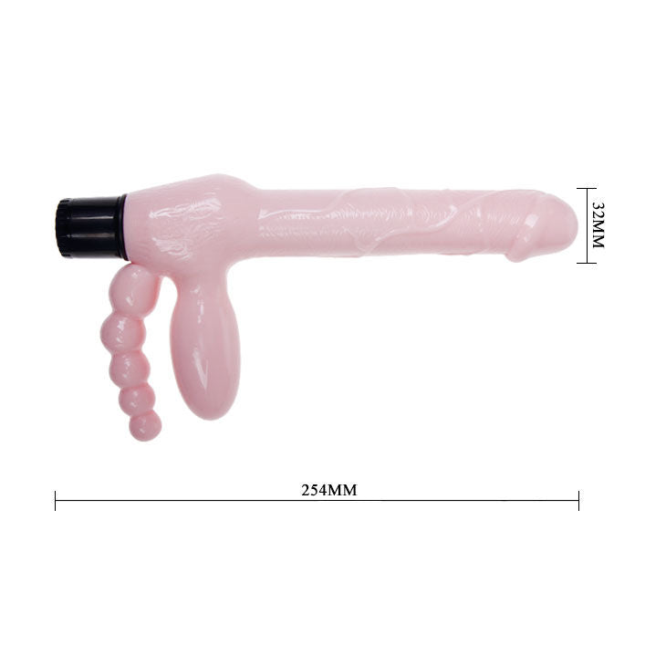 BAILE - TPR REBLØS SELE MED VIBRATION OG ANAL STIMULERING 25,4 CM
