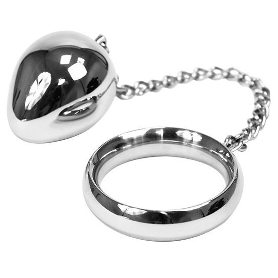 METAL HÅRD - PINRING 40MM + KÆDE MED METALKUGLEN