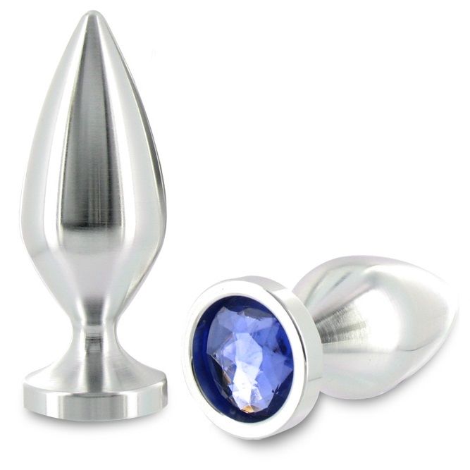 METAL HÅRD - ANALPLUG ALUMINIUM FARVET KRYSTAL STOR 10,16 CM