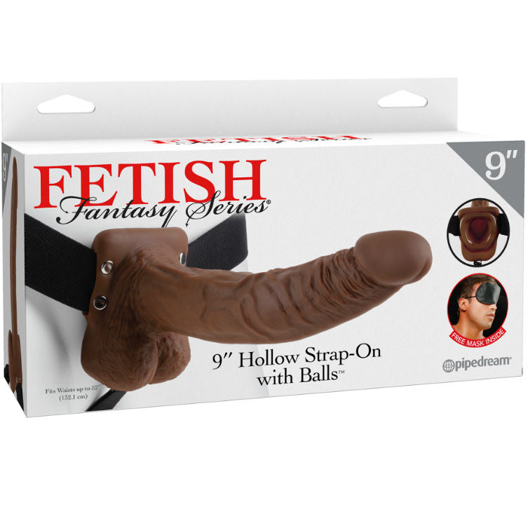 FETISH FANTASY SERIE - SERIE 9 HULE STRAP-ON MED NØGLER 22,9 CM BRUN