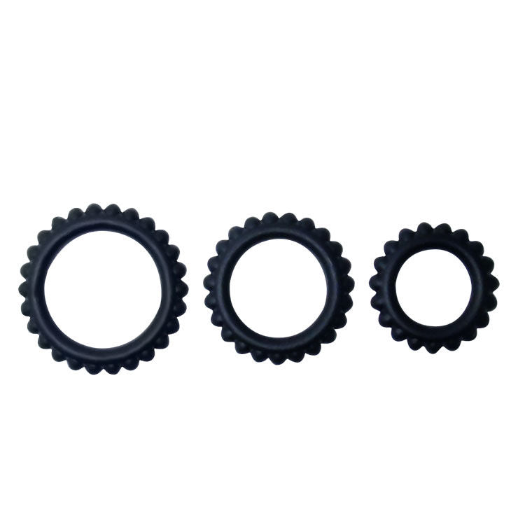 BAILE - TITAN SÆT 3 STK. PINRINGE SORT 2,8 + 2,4 + 1,9 CM 