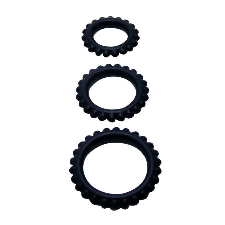 BAILE - TITAN SÆT 3 STK. PINRINGE SORT 2,8 + 2,4 + 1,9 CM 