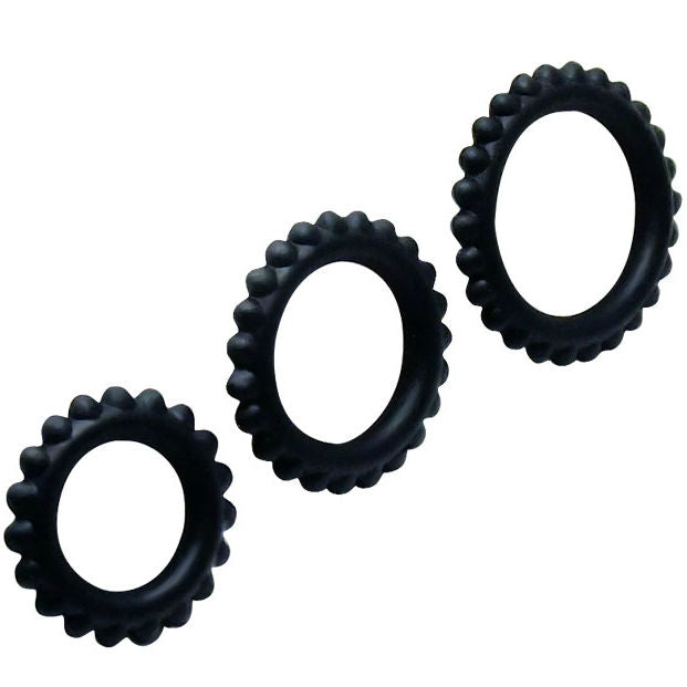 BAILE - TITAN SÆT 3 STK. PINRINGE SORT 2,8 + 2,4 + 1,9 CM 