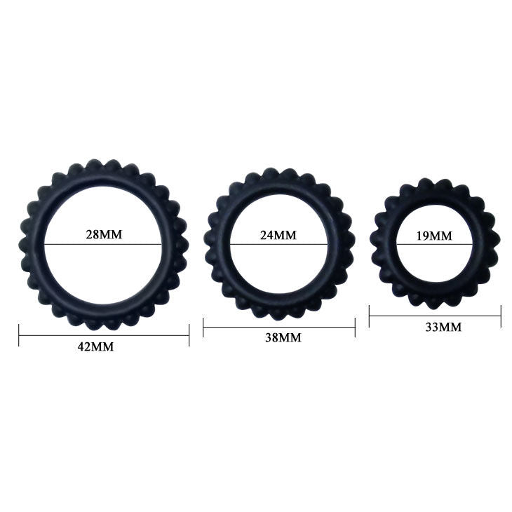BAILE - TITAN SÆT 3 STK. PINRINGE SORT 2,8 + 2,4 + 1,9 CM 