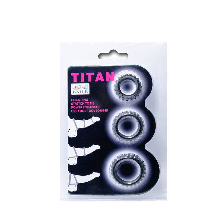 BAILE - TITAN SÆT 3 STK. PINRINGE SORT 2,8 + 2,4 + 1,9 CM 