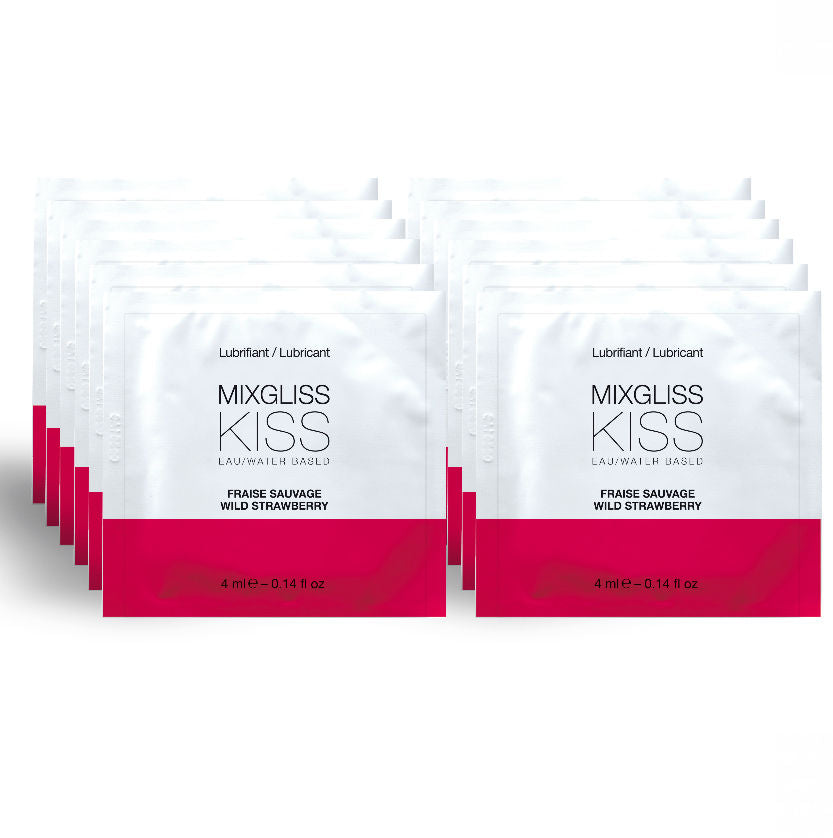 MIXGLISS - VANDBASERET GLIDEMIDDEL MED JORDBÆRSMAG 12 ENKELTDOSER 4 ML