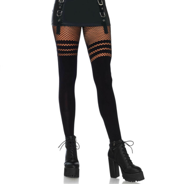 LEG AVENUE - PANTYHOUSE MED FISKEHETTE STRIBER