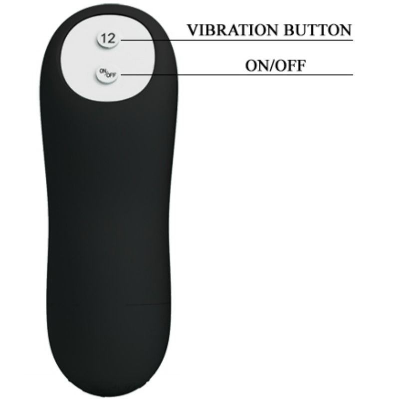 PRETTY LOVE - SILIKONE ANALPLUG PENISFORM OG 12 VIBRATIONSSTILSTANDE SORT