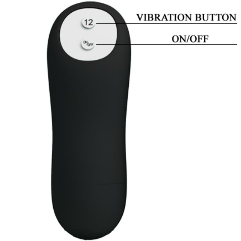 PRETTY LOVE - ANALPLUG SILIKONE EKSTRA STIMULERING OG 12 VIBRATIONSTILSTANDE SORT FJERNBETJENING