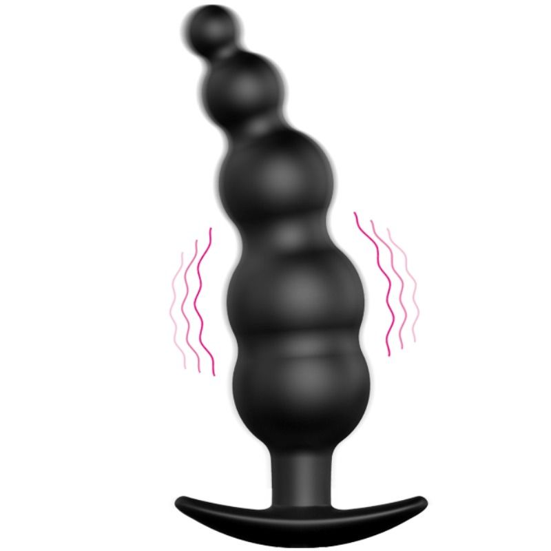 PRETTY LOVE - ANALPLUG SILIKONE EKSTRA STIMULERING OG 12 VIBRATIONSTILSTANDE SORT FJERNBETJENING
