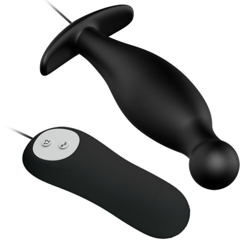 PRETTY LOVE - SILIKONE ANALPLUG 12 VIBRATIONS TILSTANDE SORT