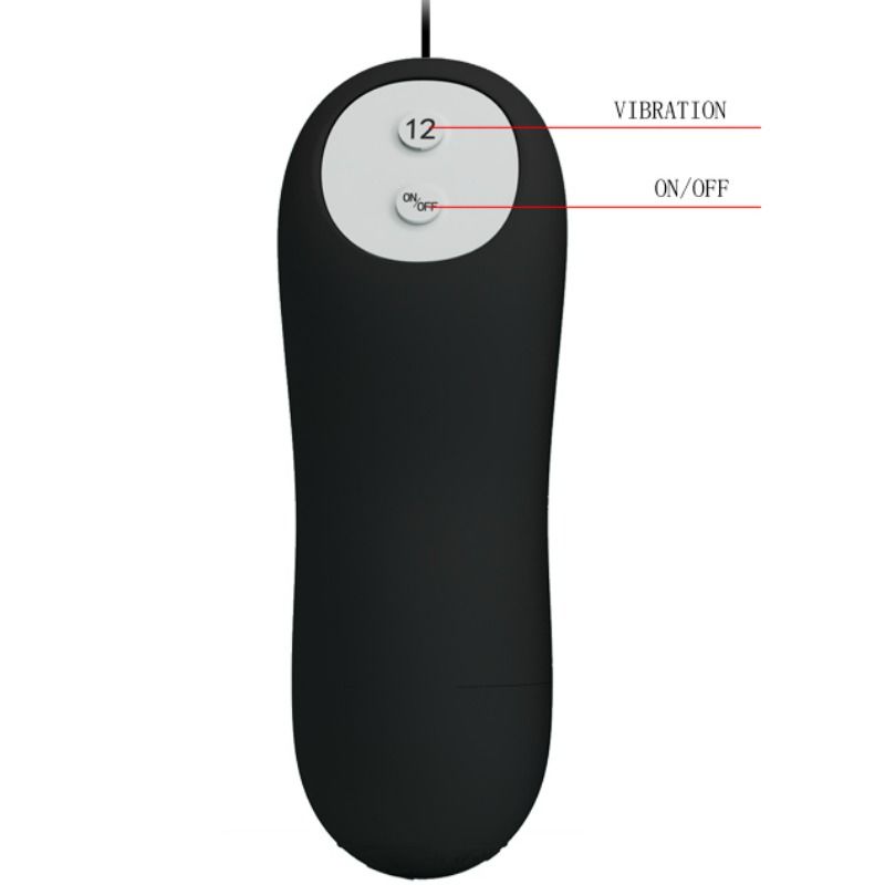 PRETTY LOVE - SILIKONE ANALPLUG 12 VIBRATIONS TILSTANDE SORT