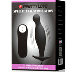 PRETTY LOVE - SILIKONE ANALPLUG 12 VIBRATIONS TILSTANDE SORT