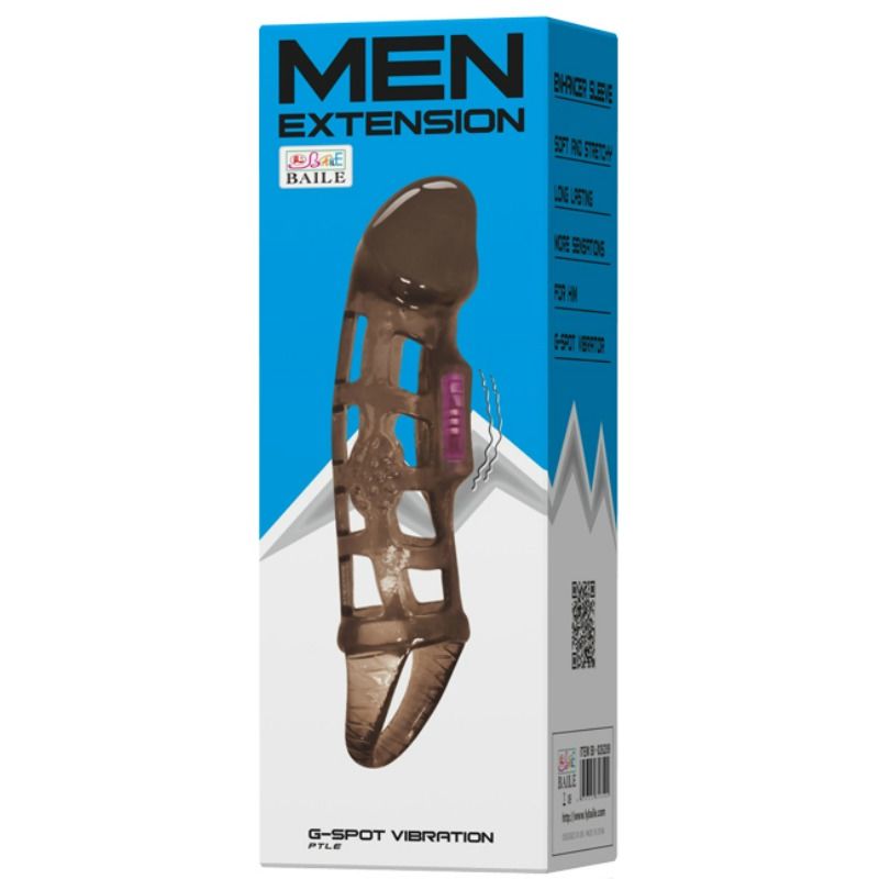BAILE - PENIS FORLÆNGNINGSÆRME MED VIBRATION OG STROP 13,5 CM