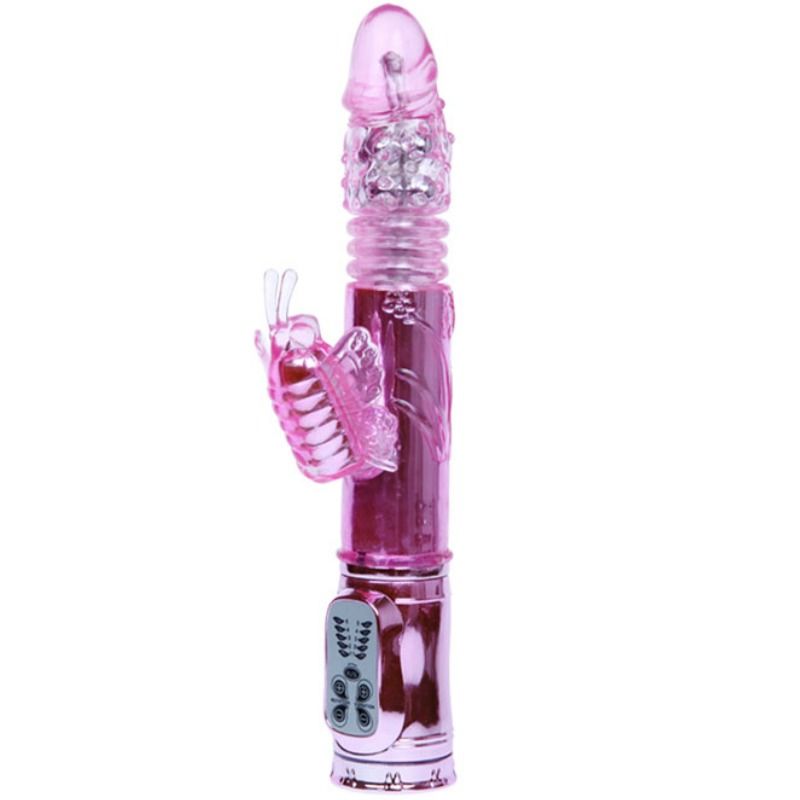 BAILE - GENOPLADELIG VIBRATOR MED ROTATION OG DUNKENDE SMØRRESPILSTIMULATOR