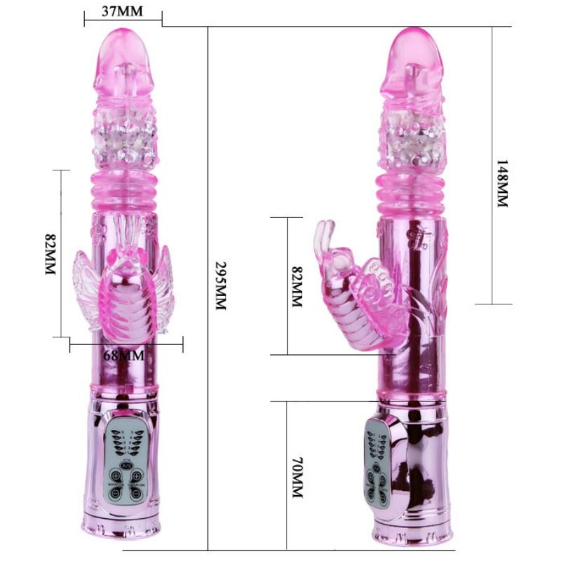 BAILE - GENOPLADELIG VIBRATOR MED ROTATION OG DUNKENDE SMØRRESPILSTIMULATOR