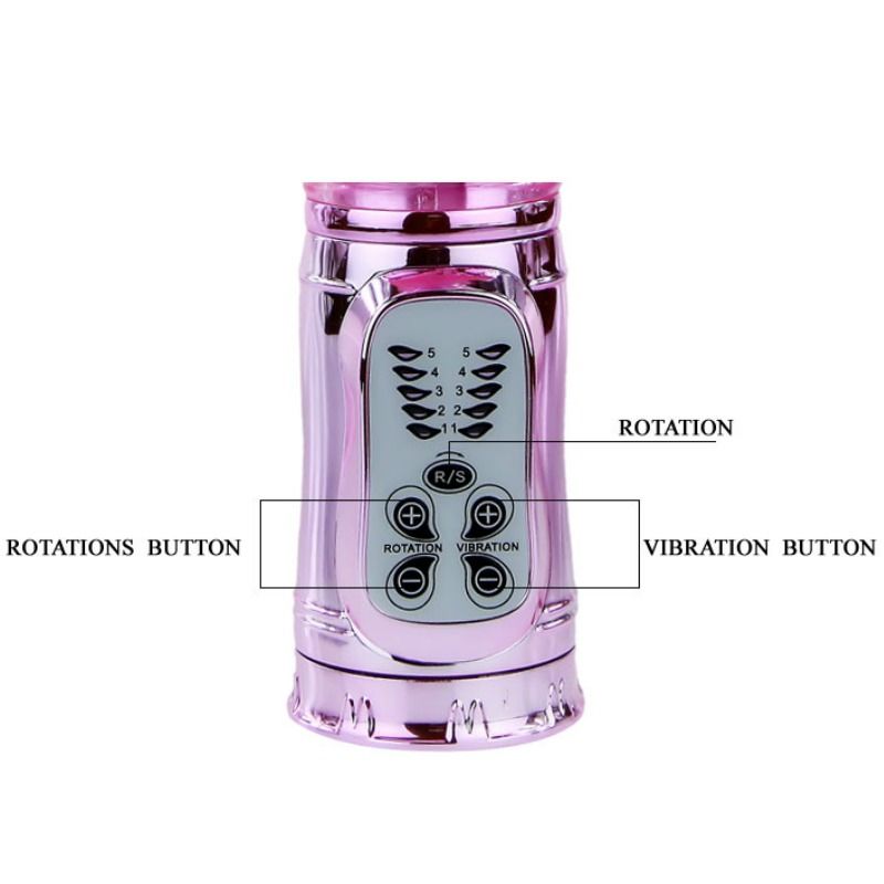 BAILE - GENOPLADELIG VIBRATOR MED ROTATION OG DUNKENDE SMØRRESPILSTIMULATOR
