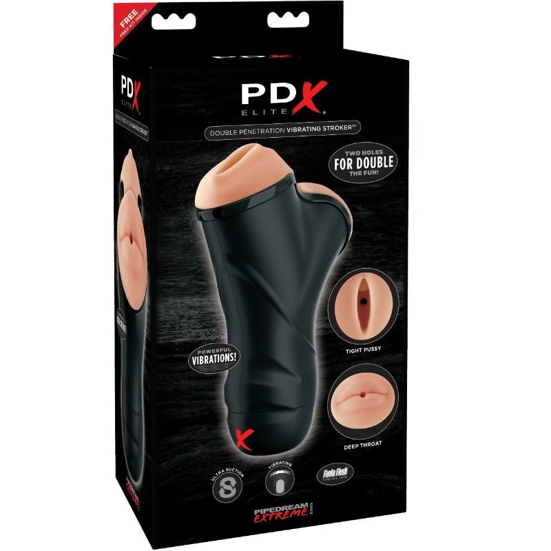 PDX ELITE - DOBBELT PENETRATION VIBRERENDE STROKER