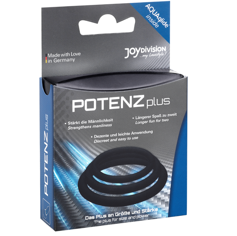 JOYDIVISION POTENZDUO - PLUS SÆT MED 3 SORTE RINGE - S, M, L