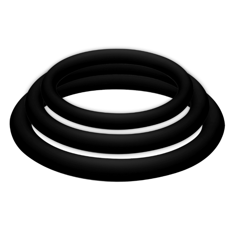 JOYDIVISION POTENZDUO - PLUS SÆT MED 3 SORTE RINGE - S, M, L