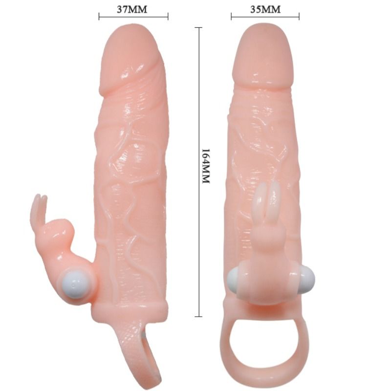 BAILE - BRAVE MAN PENISCOVER MED KANIN OG DOBBELT MOTORKØD 16,5 CM