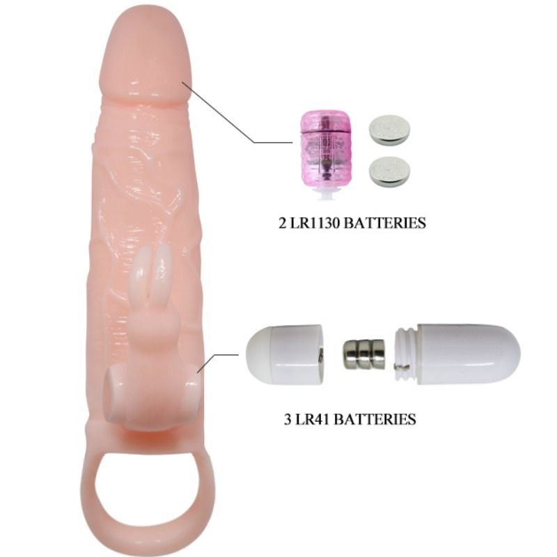 BAILE - BRAVE MAN PENISCOVER MED KANIN OG DOBBELT MOTORKØD 16,5 CM