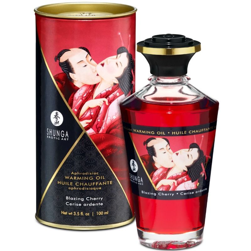 SHUNGA - VARMEFFEKT MASSAGEOLIE INTENS KIRSEBÆRSMAG 100 ML