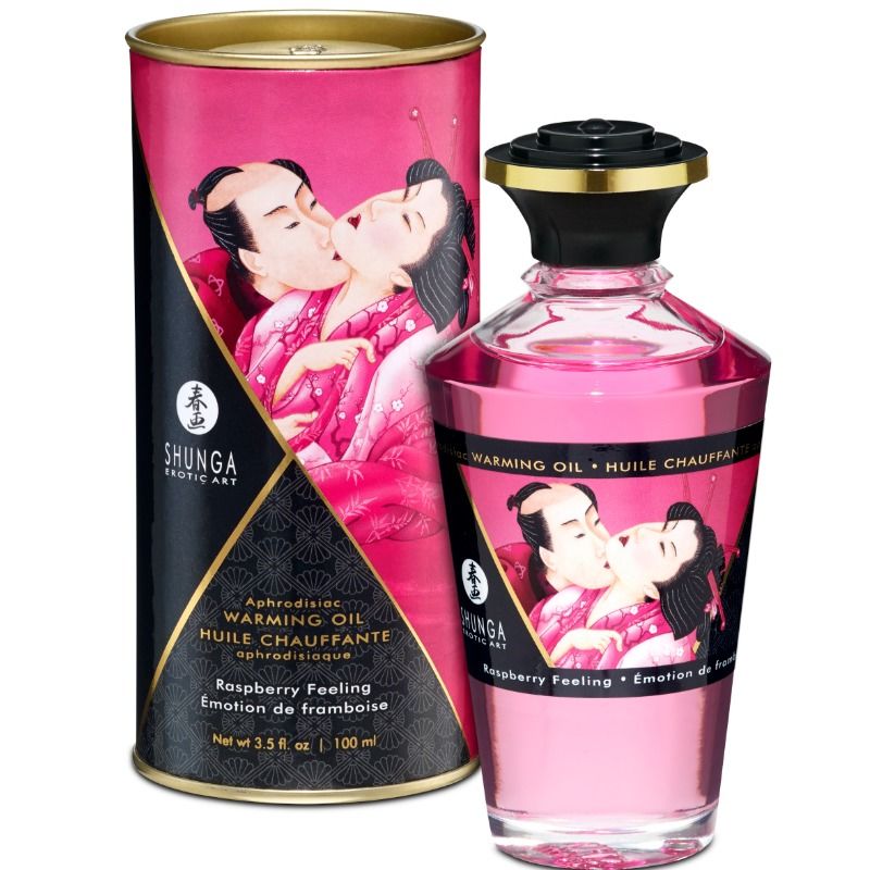 SHUNGA - VARMEFFEKT MASSAGEOLIE INTENS HINDBÆRSMAG 100 ML