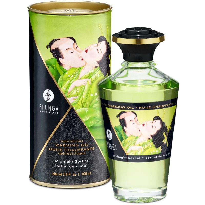 SHUNGA - MASSAGEOLIE MED VARMEFFEKT MIDNATS SORBT-SMAG 100 ML