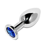 METAL HÅRD - ANALPLUG DIAMANT BLÅ LILLE 5,71 CM