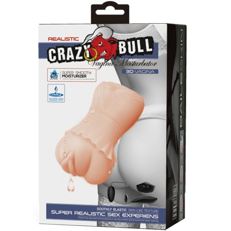 CRAZY BULL - VANDSKIN VAGINA MASTURBADOR MED VIBRERENDE KUGLER