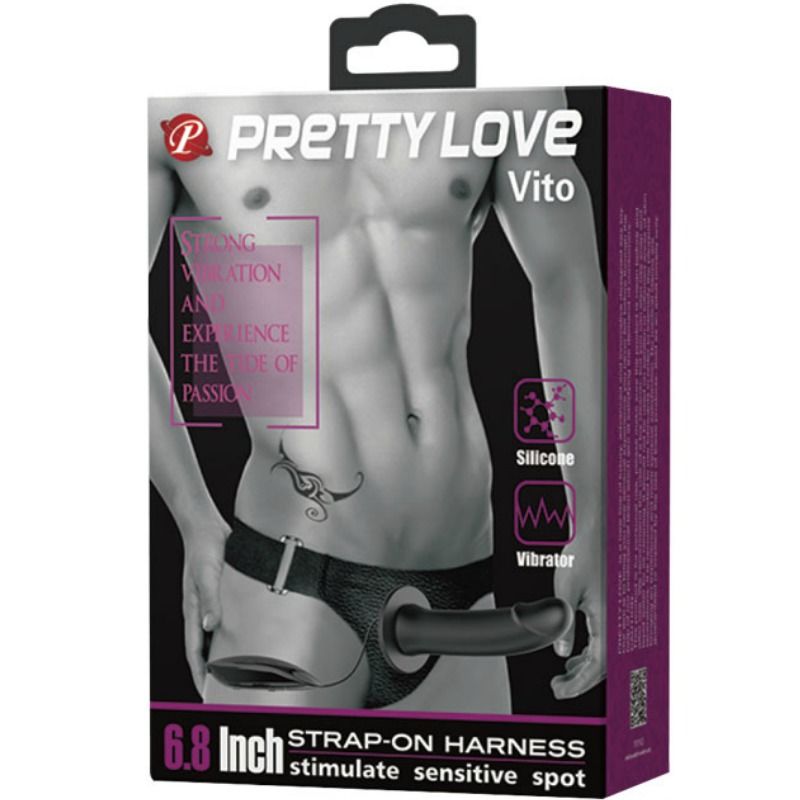 PRETTY LOVE - VITO STRAP-ON MED HULE DILDO OG VIBRATION 17,3 CM