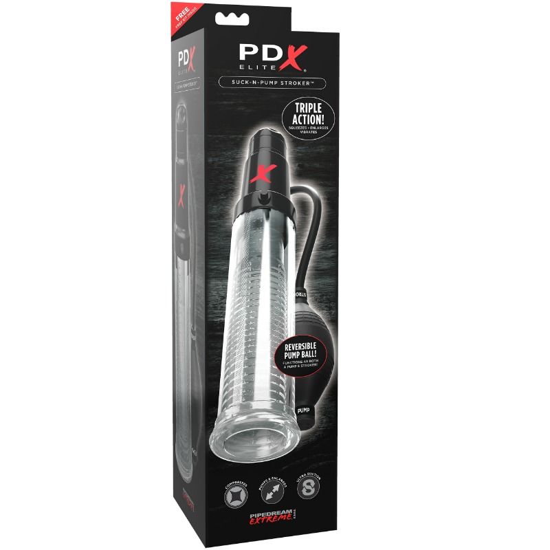 PDX ELITE - SUCK N PUMP STROKER VIBRERENDE MASTURBATOR SUGEPUMP