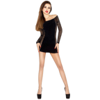 PASSION - KVINDE BS025 BODYSTOCKING SORT KJOLE STIL ÉN STØRRELSE
