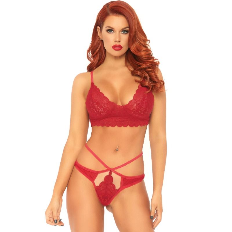 LEG AVENUE - 2-DELT SÆT MED BLONDE-BRALETTE OG THRING M/L 