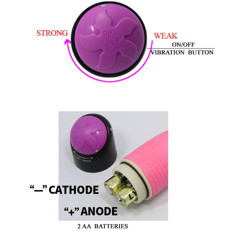 BAILE - FARVERIG SEX REALISTISK VIBRATOR LYSERØD 23 CM