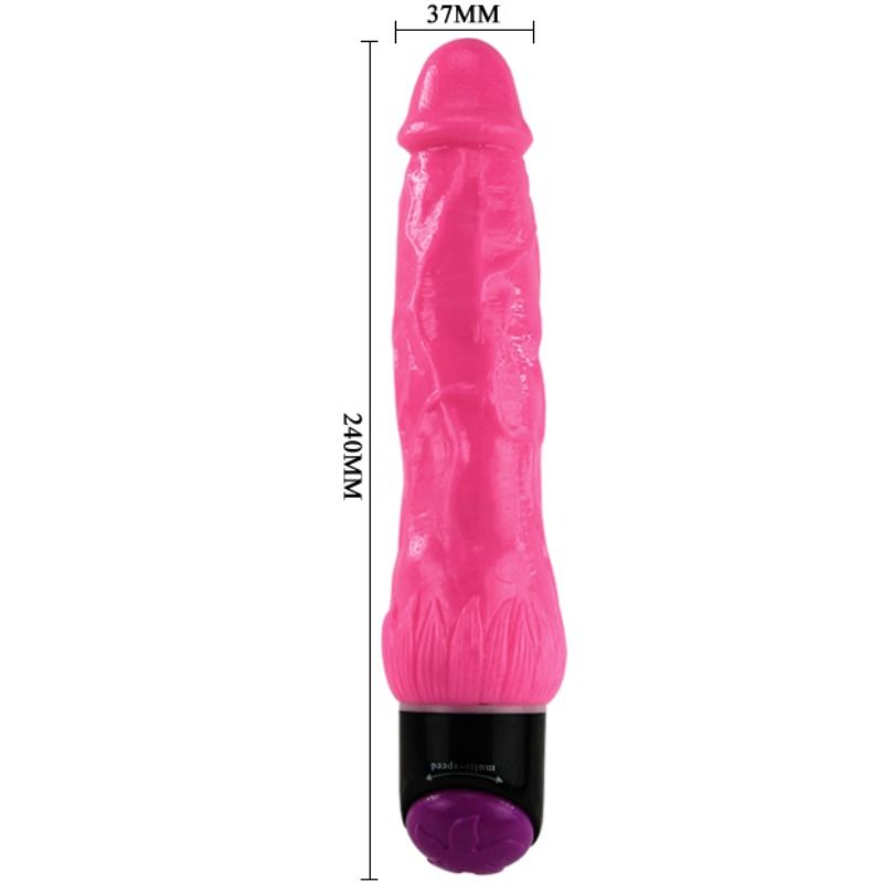 BAILE - FARVERIG SEX REALISTISK VIBRATOR LYSERØD 24 CM