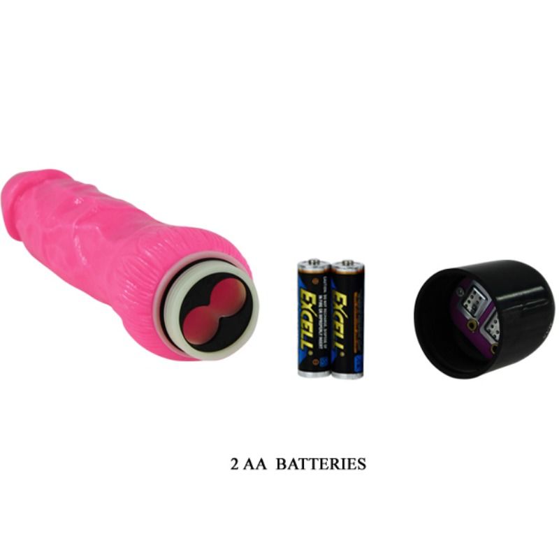 BAILE - FARVERIG SEX REALISTISK VIBRATOR LYSERØD 24 CM
