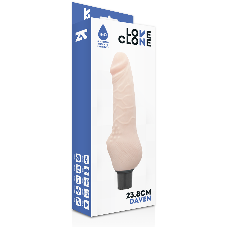 LOVECLONE - DAVEN SELVSMØRING REALISTISK 23,8 CM -O- 3,8 CM