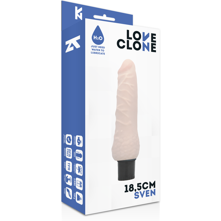 LOVECLONE - SVEN SELVSMØRENDE VIBRATOR 18,5 CM -O- 3,3 CM