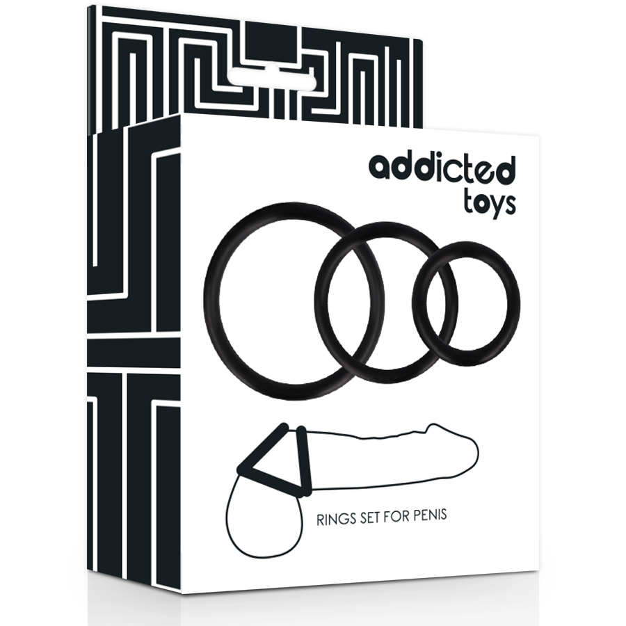 ADDICTED TOYS - RINGESÆT TIL PENIS SORT
