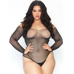 LEG AVENUE - KRYSTALLISERET FISKENET BODYSTOCKING 1X-2X