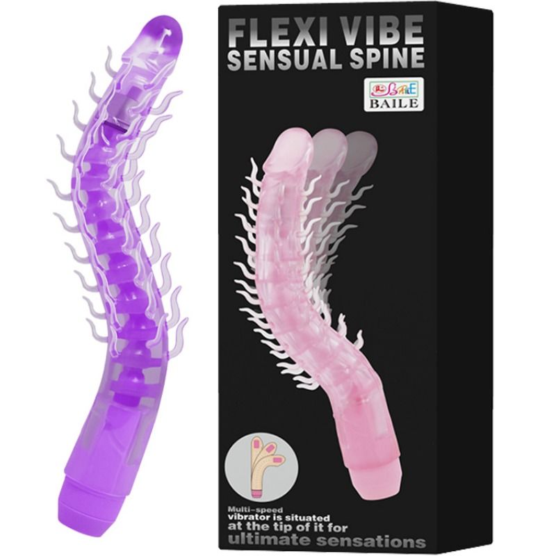 BAILE - FLEXI VIBE SENSUELLE RYGSTYKKER BØJBAR VIBRERENDE DILDO LILA 23,5 CM