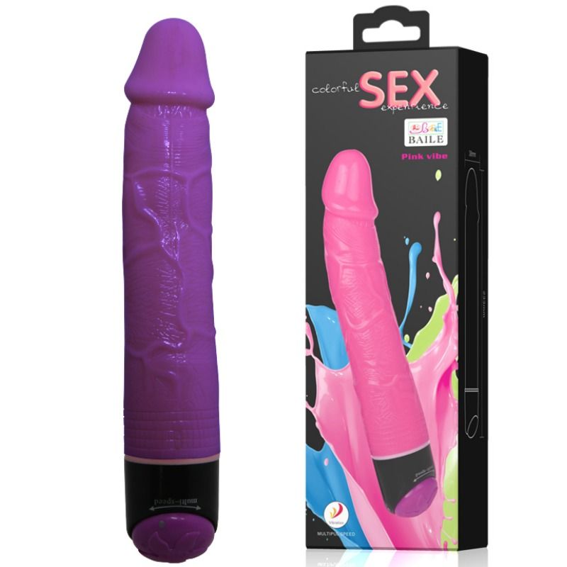 BAILE - FARVERIG SEX LILA REALISTISK VIBRATOR 23 CM