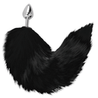 DARKNESS - SØLV ANALPLUG 8 CM MED SORT HALE