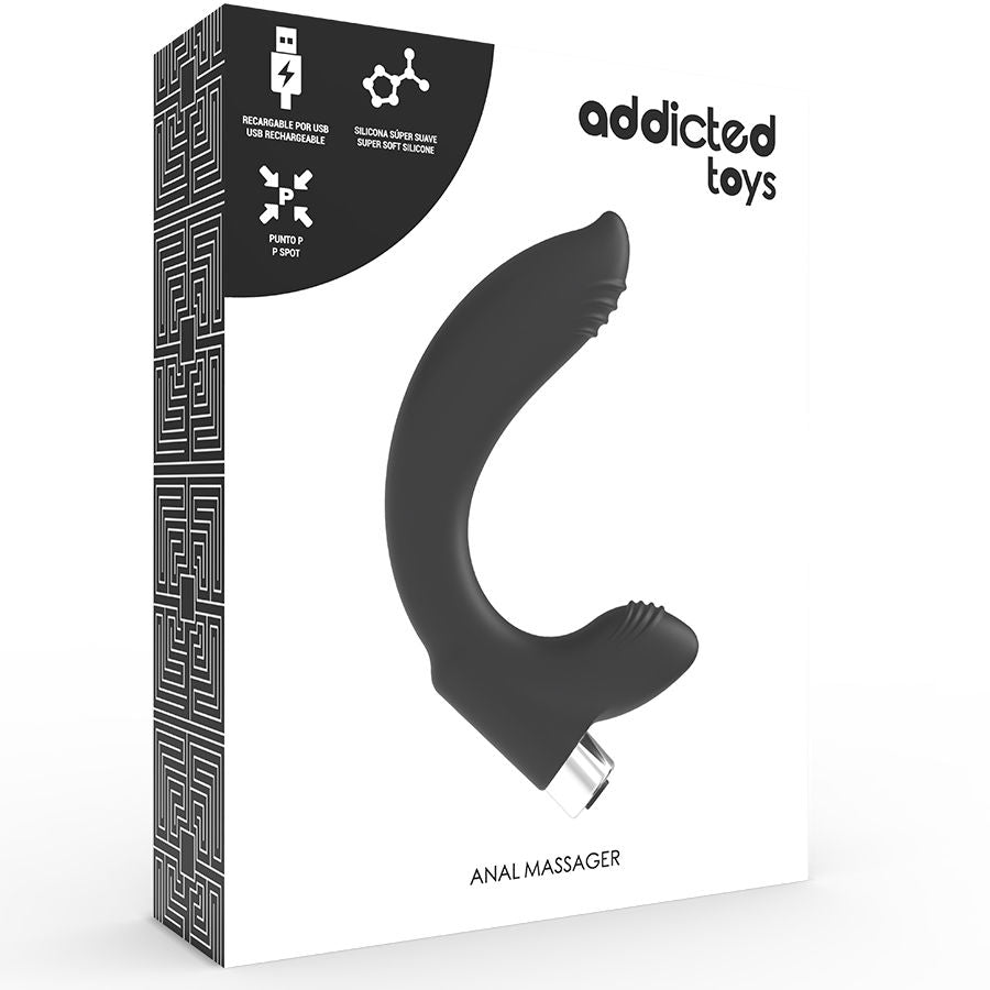 ADDICTED TOYS - PROSTATAVIBRATOR GENOPLADELIG MODEL 7 - SORT
